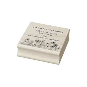 Boho Blumenhandgezeichnete Blume Gummistempel