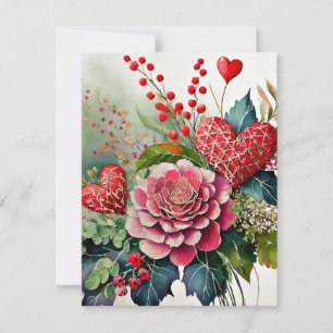 Boho-Blumenherzen Valentinstag Feiertagskarte