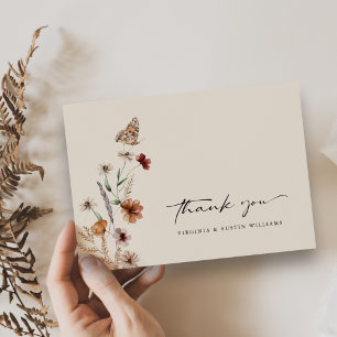 Boho-Blumenhochzeit Dankeskarte