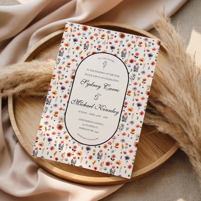 Boho-Blumenhochzeits-Einladung  Karte (Von Creator hochgeladen)