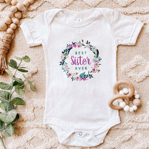Boho-Blumenkranz Beste Schwester Ever Baby Strampler