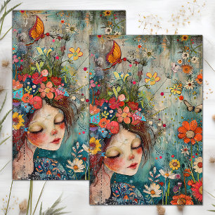 BOHO BLUMENMÄDCHEN DEKOUPAGE SEIDENPAPIER