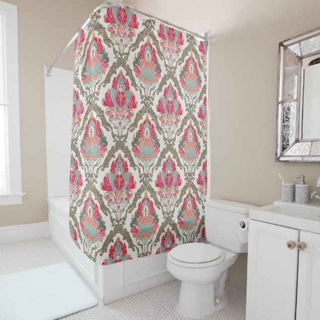 Boho-Blumenmedaillon-Muster Duschvorhang (Beispiel)