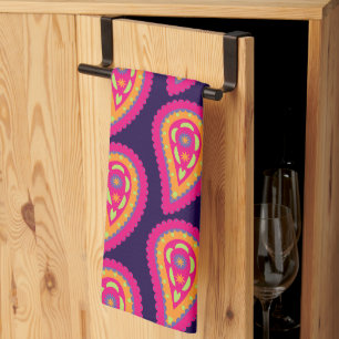 Boho-Blumenmotiv in Rosa Geschirrtuch