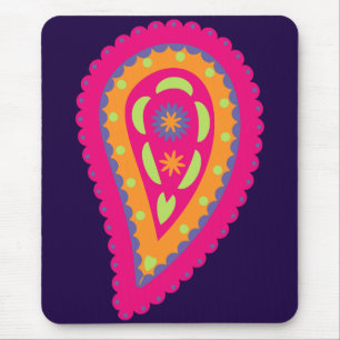 Boho-Blumenmotiv in Rosa Mousepad
