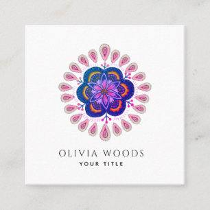 Boho-Blumenmuster Violett Rosa Quadratische Visitenkarte