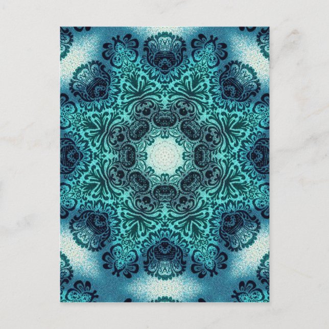 Boho Blumenpaisley Türkis aquamarine mandala henna Postkarte (Vorderseite)