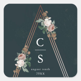 Boho Blumenpyramide strukturelle Gastgeschenk Hoch Quadratischer Aufkleber