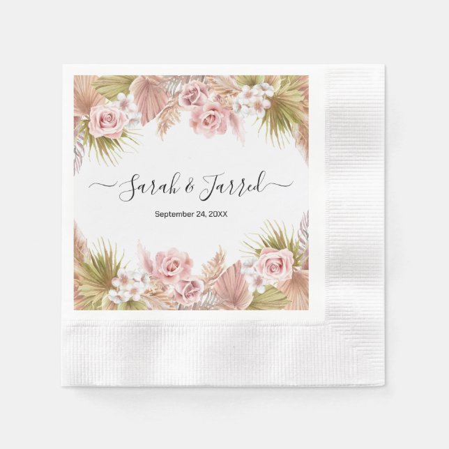 Boho-Blumenrand Serviette (Vorderseite)