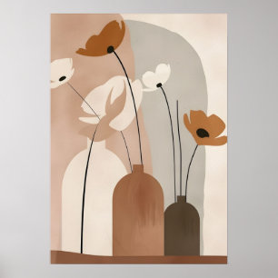 Boho-Blumenvasen und abstrakte Formen Poster