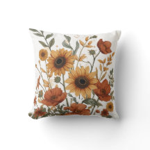 Boho Blumenwirbelkissen in warmen, erdigen Tonen