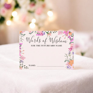Boho-Blumenworte-der-Weisheit-Junggesellinnenabsch Begleitkarte