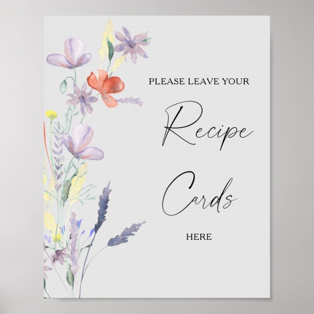 Boho bluoral Ihre Rezepte Karte hier Plakat (Vorne)