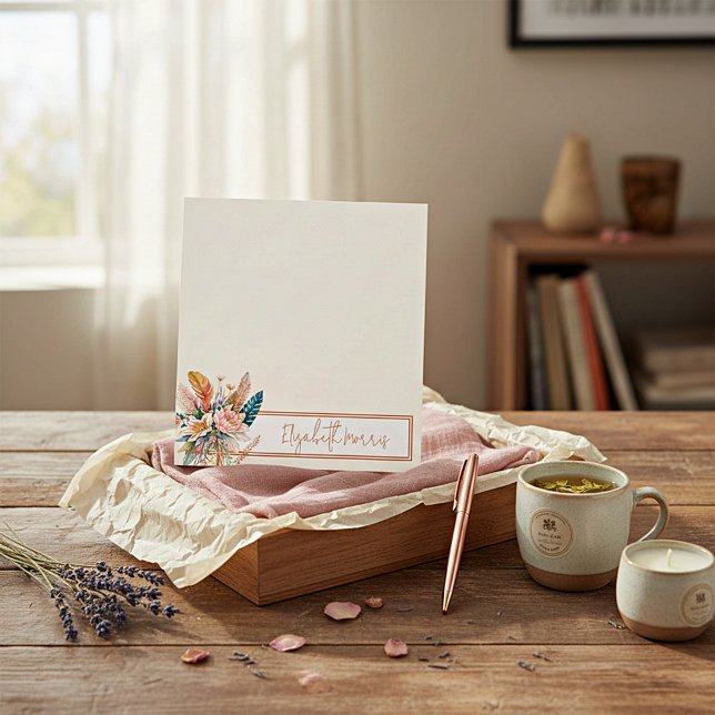 Boho bluoral personalisiert notizblock (Von Creator hochgeladen)