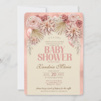 Boho Blush Beige Getrocknete Rose Baby Dusche Einl