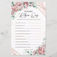 Boho blush blumengoldenes Kinderzimmer Rhyme Quiz