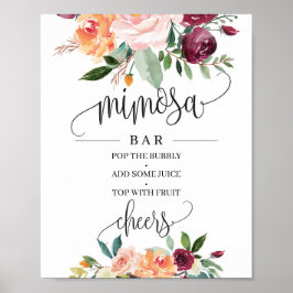 Boho blush borundo orange mimosa Bar Poster