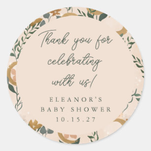 Boho Blush Botanical Moon Custom Baby Dusche Danke Runder Aufkleber