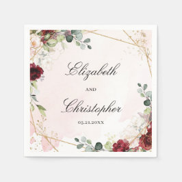 Boho blush burgundy blumengoldene geomertische Hoc Serviette