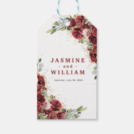 Boho Blush Burgundy Floral Gold Geometric Wedding Geschenkanhänger