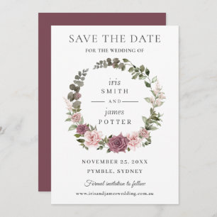 Boho Blush Cinnamon Rose Blumengrün Hochzeit Save The Date