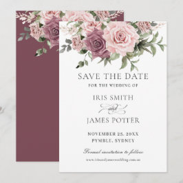 Boho Blush Cinnamon Rose Blumengrün Hochzeit Save The Date