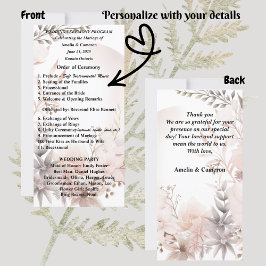 Boho Blush Dried Floral Wedding Program