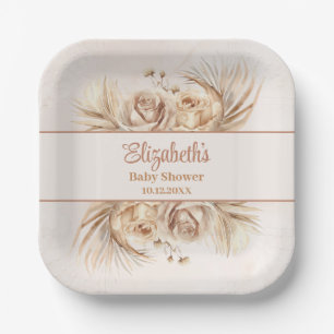 Boho Blush Floral Baby Dusche Pappteller
