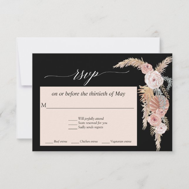 Boho Blush Floral Pampas Grass Tropical Palms UAWG RSVP Karte (Vorderseite)