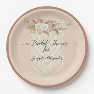 BOHO Blush Floral Terra Cotta Pampas Grass Bridal Pappteller