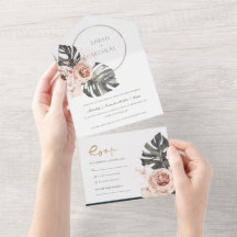 BOHO BLUSH FLORAL WREATH MONSTRERA LEAF WEDD AL