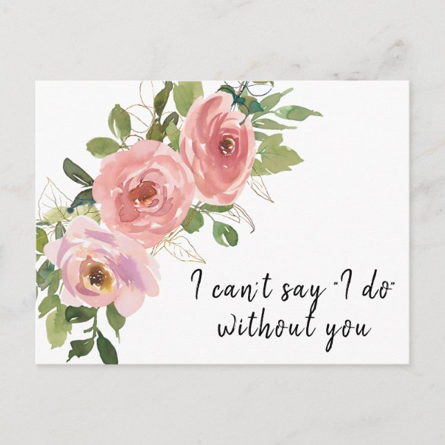 Boho Blush Gold Bridesmaid - Vorschlagskarte Postkarte (Vorderseite)