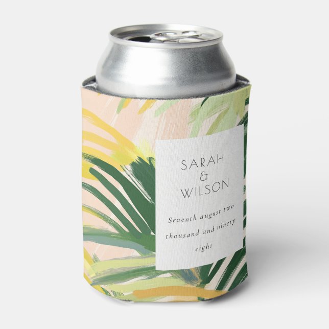 Boho Blush Green Palm Beach Hochzeit Dosenkühler (Kanne Vorderseite)