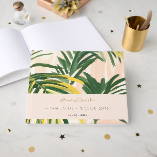 Boho Blush Green Palm Beach Hochzeit Gästebuch