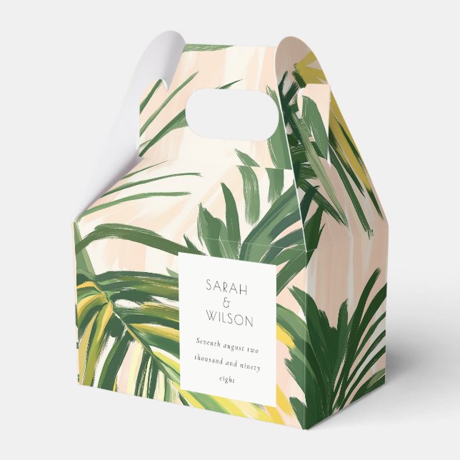 Boho Blush Green Palm Beach Hochzeit Geschenkschachtel (Vorderseite)