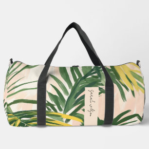 Boho Blush Green Tropical Palm Blätter Beach Duffle Bag