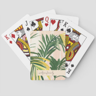 Boho Blush Green Tropical Palm Blätter Beach Spielkarten