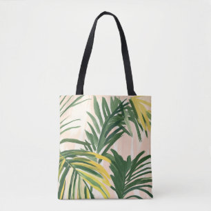 Boho Blush Green Tropical Palm Blätter Beach Tasche