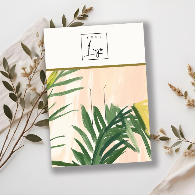 Boho Blush Green Tropical Palm Blätter Hairpin Log Visitenkarte (Von Creator hochgeladen)