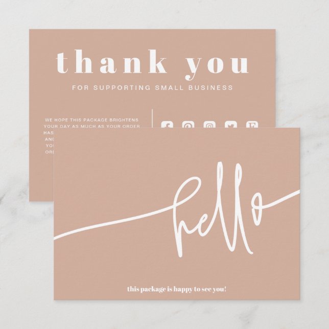 Boho Blush Hallo Vielen Dank für Ihre Bestellung v Begleitkarte (Vorne/Hinten)