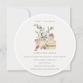 Boho Blush Kinderzimmer Foliage Girl Babydusche Ei Dankeskarte