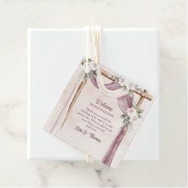 Boho Blush Lila Canopy Wedding Willkommen Geschenkanhänger