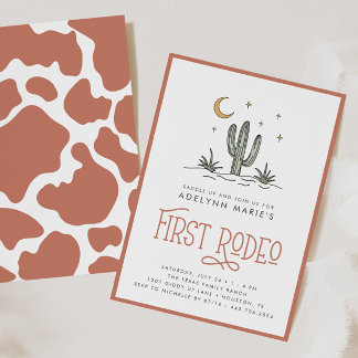 Boho Blush Modern Girls First Rodeo 1. Geburtstag Einladung