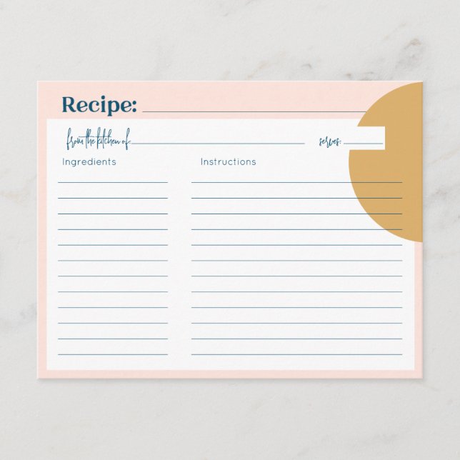 Boho Blush & Mustard Premium Rezept Card Mitteilungskarte (Vorderseite)