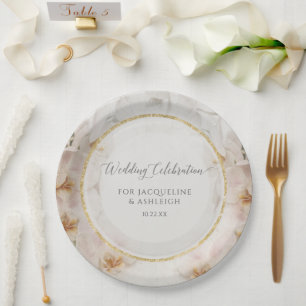 BOHO Blush Orchid Blume Blumengoldhochzeit Pappteller