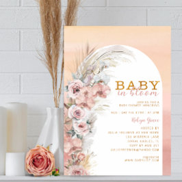 Boho Blush Pampas Baby in Bloom Invitation