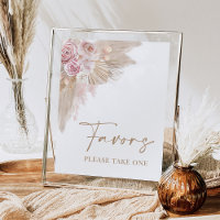 Boho Blush Pampas Floral Favoriten Brautparty Sign