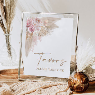 Boho Blush Pampas Florale Favor Bridal Shower Schi Poster