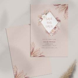 Boho Blush Pampas Grass Save the Date Karte