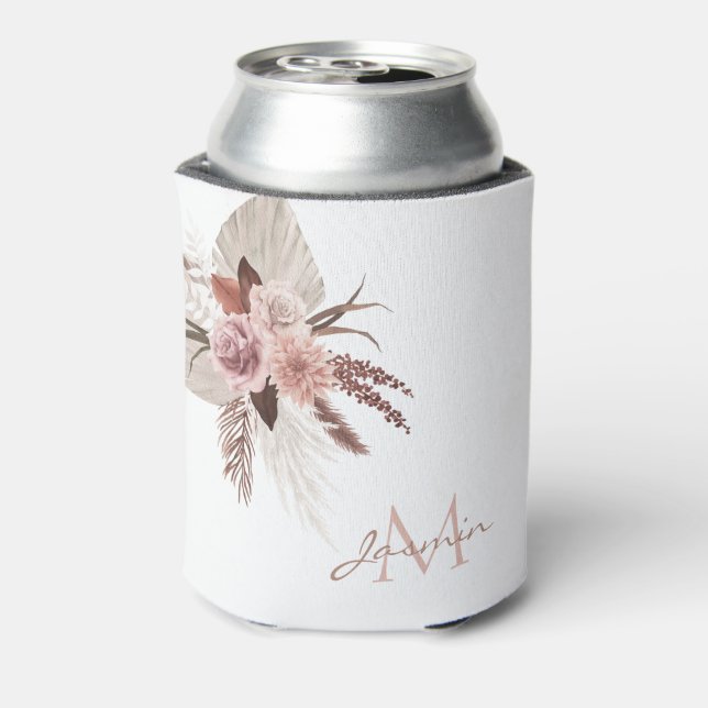 Boho-Blush-Pampasgras-Blumenmonogramm Dosenkühler (Kanne Rückseite)